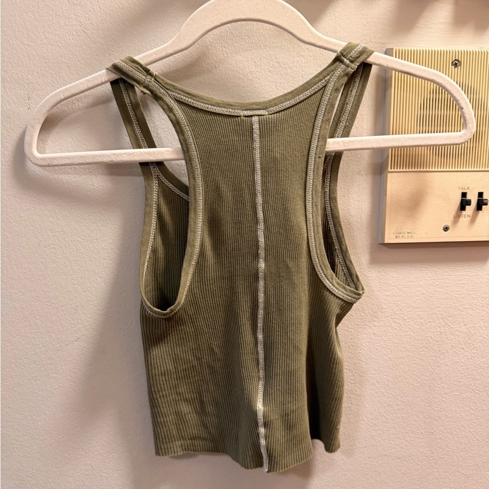 Re/Done Green Ribbed Tank - Picture 4 of 5